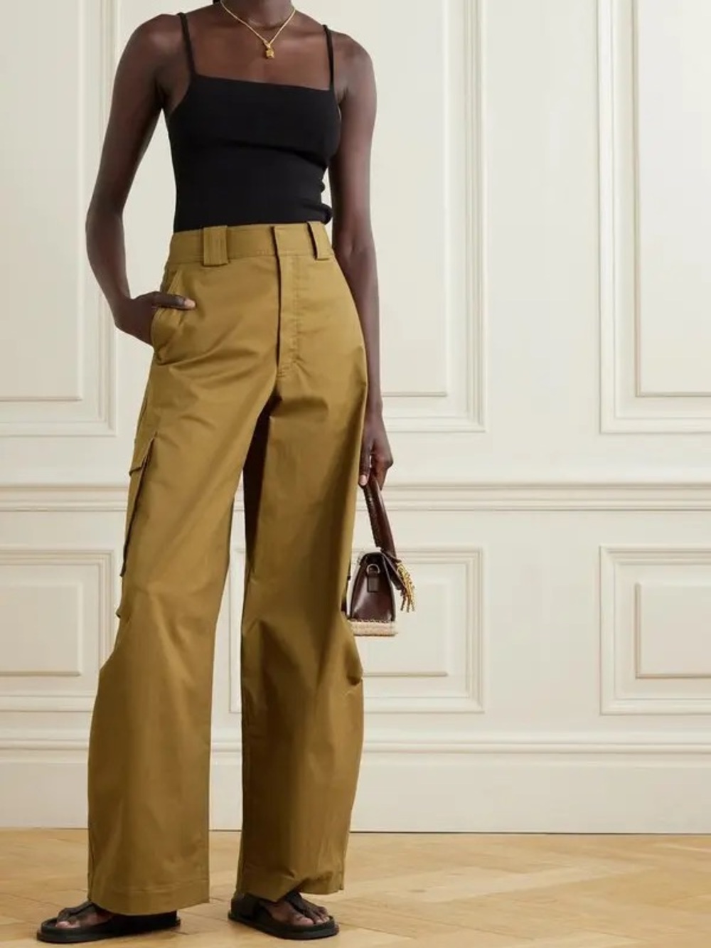 ALC Wide Leg Cargo Pants Size 6 $395 MSRP Cotton Blend